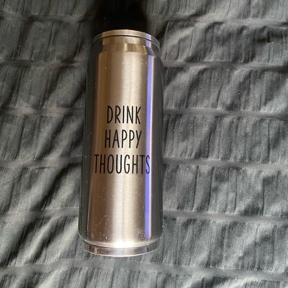 Drink Happy Thoughts Stainless Steel 12oz Can Water Bottle